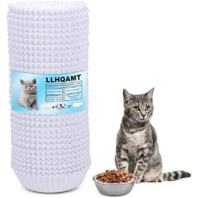 Disposable Pet Food Bowls Pad Paper, Thickening Disposable Pet Bowls, Disposable Pet Food Bowls Small Lining, Suitable for Dry and Wet Food, Kittens, Puppies (300,not Included Stainless Steel Bowls)