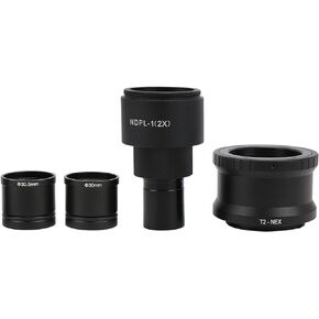 Microscope Lens Kit, Aluminum Alloy Digital Microscope Camera, T2nex Ndpl1(2X) Biology/Stereo Microscope Lens Kit with Camera Mount Mirrorless Camera Adapter