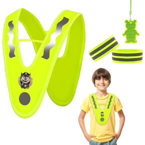 Kids Reflective Vests,High Visibility Child Safety Vests with Reflective Bracelets for Cycling Outdoor