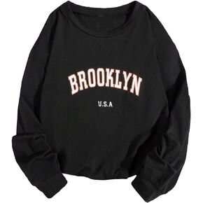 SOLY HUX Girl's Letter Graphic Tees Long Sleeve Round Neck T Shirts Tops