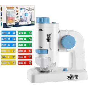 Pocket Microscope 80x-200x, Easter Gift for Kids, LED Lighted Zoom Portable Microscope, Handheld Pocket Microscope for Kids, 12 Microscope Slides and 1x Portable Soft case Included in Saudi Arabia