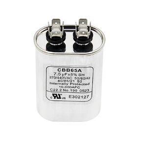 7.5 MFD 7.5 uF 370/440VAC CBB65 Oval Run Start Capacitor for Fan Motor Condenser Straight Cool Heat Pump Air Conditioner AC Motor Run