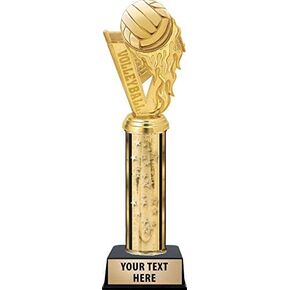 Crown Awards Volleyball Fireball Trophies - Gold Stars Volleyball Fireball Trophy with Custom Engraving Prime