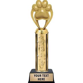 Crown Awards Paw Print Trophies, Gold Stars Paw Print Trophy with Custom Engraving Prime