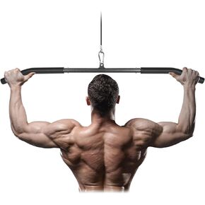 LAT Pull Down Bar, Detachable LAT Pulldown Attachment with Swivel Joint Wide Grip LAT Pulldown Bar for Cable Machine Home Gym Accessories, Muscle Training