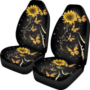 INSTANTARTS 2 Piece Galaxy Car Seat Covers Front Seats Only Bucket Vehicle Seat Protector Universal Purple Seat Covers for Cars, SUV, Sedan, Van, Trucks