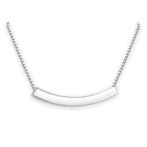 Sterling Silver Curved Tube Bar Necklace, Curved Bar Necklace for Women, Silver Balance Necklace, Layering Necklace (14 inches plus 2-inch extender)