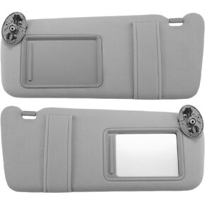 X AUTOHAUX Pair Sun Visor Replacement for Toyota Camry 2007-2011 Left Driver Right Passenger Sides W/Mirror Sunvisor 74320-06780-B0 74310-06750-B0 Without Sunroof and Light Gray