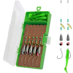 Gxamz Ready Texas Rig for Bass Fishing Leaders Line Kit with Soft Bait Spinner Weight Worm Hook Fish Rig 5pc