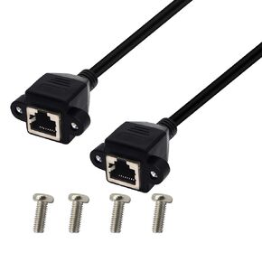 PNGKNYOCN 1ft Ethernet Network Female to Female Screw Panel Mount Shielded Cat6 Cat5e Cat5 Extension Cable, YOUCHENG