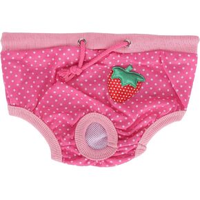 Washable Pig Diapers, Female Pig Diapers with Adjustable Tighten Strap Pet Pigs Physiological Pants Strawberry Pattern Pigs Sanitary Underwear Reusable Diapers(Pink S) Diapers