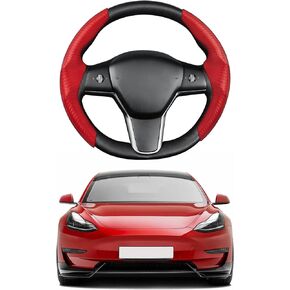 FIILINES Custom-Fit for Tesla Steering Wheel Cover, Model Y Steering Wheel Cover, Model 3 Steering Wheel Cover, Carbon Fiber Steering Wheel Cover, Non-Slip, for Tesla Accessories White
