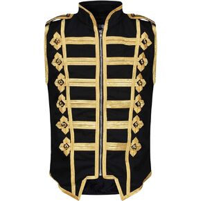 Ro Rox Sleeveless Marching Band Drummer Parade Military Jacket, Lightweight Vest for Stage Performances, Steampunk Parties