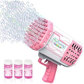 ArtCreativity Bazooka Bubble Gun، Bubble Bazooka مع أضواء ملونة، 69 فتحة مدفع رشاش كبير للأطفال، هدية رائعة لفصل الصيف خارج المنزل للأطفال الذين تتراوح أعمارهم بين 4 5 6 7 8 + والكبار
