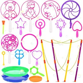 Bubble Wands Set Big Bubbles Wand Funny Bubbles Maker with Tray Outdoor Playtime Birthday Party Outdoor Games