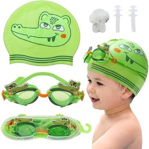 Kids Swim Goggle for Girls and Boys, Silicone Swimming Cap for Kids, Durable Comfortable Swimming Caps for Toddler Age 3-12