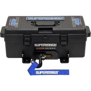 Superwinch 1140222 Winch2Go 12V DC Electric Portable Utility Winch 4000lb/1814.4kg Single Line Pull with Steel Mounting Plate, Integrated Hawse Fairlead, 7/32" x 40' Steel Wire Rope, Handheld Remote