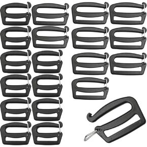 20 PCS G Hook Webbing Connecting Buckles Adjustable Plastic Tri-Glide Slides Backpack Button Clips Webbing Connecting Clip Belt Buckle with Open Lock End Clasp Connector for Backpacks, School Bags