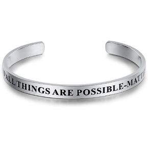 Jewelry Inspirational Quote With God All Things Are Possible - Matthew 19:26 Cuff Bangle