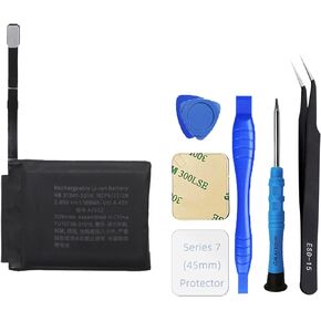 Replacement Battery for A2552 Compatible for Apple Watch Series 7 45mm Battery A2474 A2477 A2478 A2552 Battery with Series 7 45mm Watch Protector and Tool Kits (Not for Series 7 41mm)