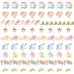 SUNNYCLUE 80PCS 10 Styles Unicorn Rainbow Theme Resin Flatback Cabochons Beads Charms for DIY Phone Decor Scrapbooks Embellishments Hair Costume Accessories Christmas Ornaments for Adult DIY Supplies