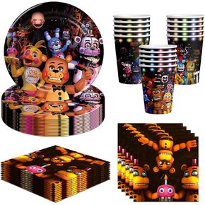 60 pcs Five Nights Birthday Party Supplies Disposable Tableware Include Plates,Cupsand Napkins for Kids Birthday Decorations (Serves 20） in Kuwait