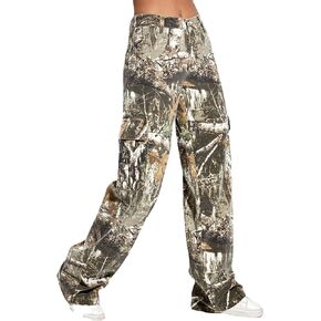 Kedera Women Camouflage Cargo Pants Baggy Straight Wide Leg Trousers Jeans with Pockets