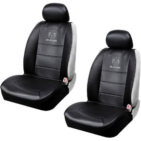 Plasticolor One Pair 008624R25 Seat Covers RAM Gray Embrodired Logo 3 Piece Sideless Premium Car Truck or SUV Seatcover with Cargo Pocket