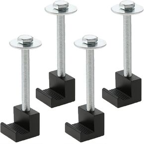 Truck Tool Box Mounting Kit, Aluminum Alloy J Hook Crossover Toolbox Clamps, Truck Tool Box Tie Downs J Hooks Crossover for Pickup Truck Tool Box, 4Pack, Black