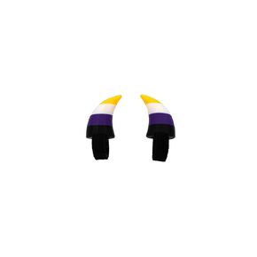 Striped Devil Horns for Headphones (Black and White)