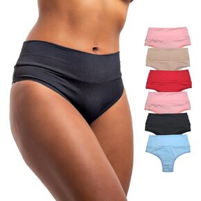 VIÉRE Pack of 6 High-Waisted Panties - 100% Cotton Lining, Durable and Stretchy - High Waist, Multicolor