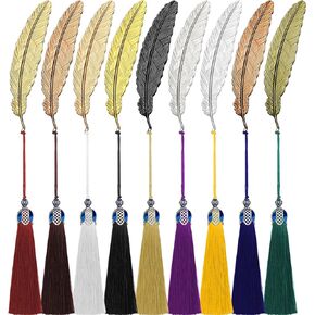 18 Pieces Metal Feather Bookmark Vintage Birthday Gifts for Women Men, Book Mark for Book Lover Feather Shaped Bookmark Assorted Colors Metal Page Markers with Tassels for Reader Teacher Writer