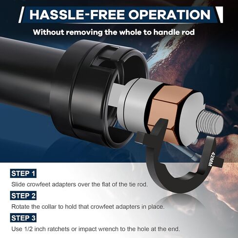 ISINSWIFT 13 Pcs Inner Tie Rod Removal Tool Kit, Inner Tie Rod Tool for Removal and Installation, Master Inner Tie Rod Tool Set with 12 Crowfoot Adapters 1/2 Inch Drive Tube and Tool Case in Kuwait