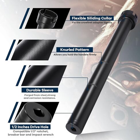 ISINSWIFT 13 Pcs Inner Tie Rod Removal Tool Kit, Inner Tie Rod Tool for Removal and Installation, Master Inner Tie Rod Tool Set with 12 Crowfoot Adapters 1/2 Inch Drive Tube and Tool Case in Kuwait