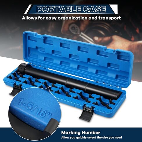 ISINSWIFT 13 Pcs Inner Tie Rod Removal Tool Kit, Inner Tie Rod Tool for Removal and Installation, Master Inner Tie Rod Tool Set with 12 Crowfoot Adapters 1/2 Inch Drive Tube and Tool Case in Kuwait