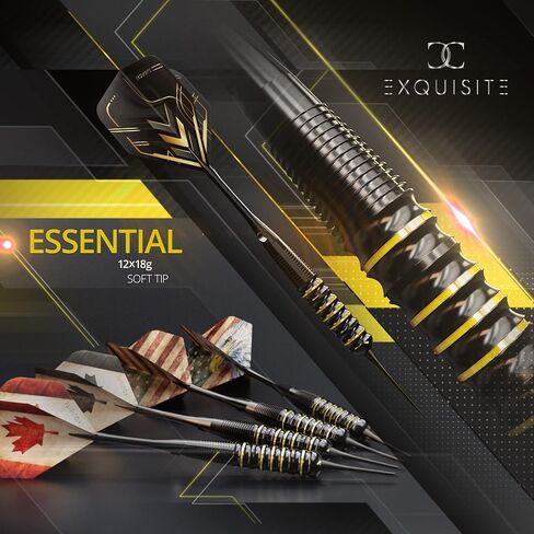 مجموعة سهام ذات رأس ناعم ممتازة 12 × 18 جم من CC-Exquisite | سهام ذات أطراف بلاستيكية | - 18 جرامًا من السهام للوحة السهام الإلكترونية | 24 رحلة طيران و18 عمودًا + أطراف ناعمة إضافية، أداة رمي السهام، حلقات دائرية مطاطية in Kuwait