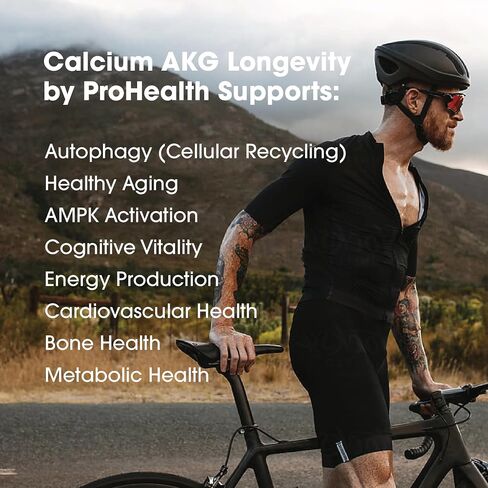 ProHealth Calcium Supplement, Ca AKG Supplement (Alpha Ketoglutarate) (1,000 mg per 2 Capsule Serving, 60 Capsules). Supports Cellular Energy, Metabolic Function and Healthy Aging Processes. in Saudi Arabia
