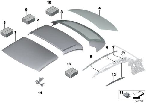 12 PCS 2007-2019 for BMW M3 M4 328i 335i 428i 430i 435i 440i E93 F33 F83 Convertible Roof Top Hinge Cover Left Right Replacement Number # 54377184037(Roof Trim 12-Piece Set) in Saudi Arabia