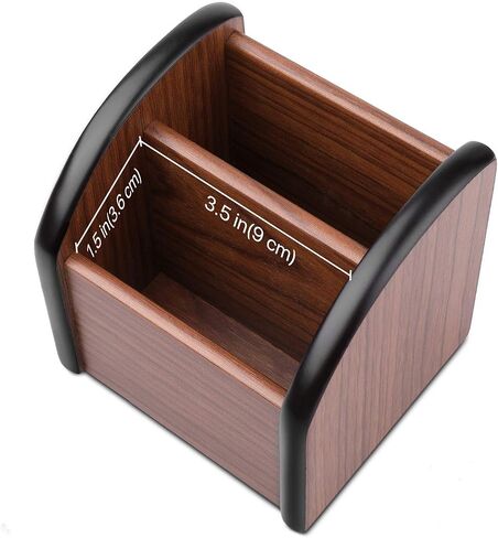 حامل التحكم عن بعد Flexzion منظم سطح المكتب الخشبي 2 حجرة صندوق خشبي للتحكم في التلفاز، علبة تخزين طاولة للمكتب، المطبخ، لوازم أقلام الرصاص المكتبية، طاولة القهوة، بني كرزي in Saudi Arabia