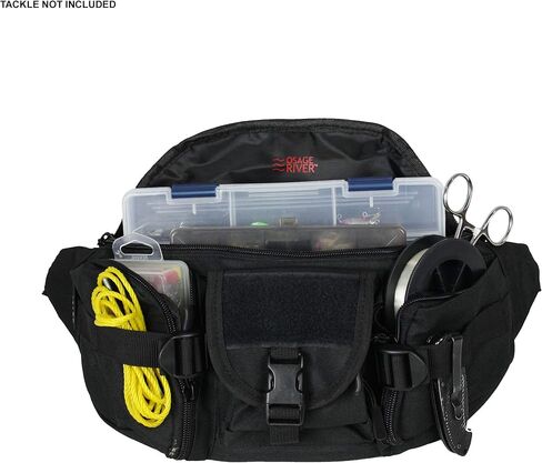 OSAGE RIVER Fishing Fanny Pack, 900D Nylon Fishing Tackle Bag, Heavy Duty Outdoor Waist Bag, Crossbody Bag for Freshwater or Saltwater Fishing Gear, Black in Saudi Arabia