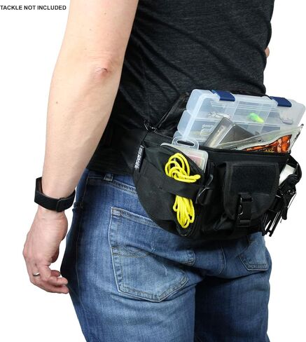 OSAGE RIVER Fishing Fanny Pack, 900D Nylon Fishing Tackle Bag, Heavy Duty Outdoor Waist Bag, Crossbody Bag for Freshwater or Saltwater Fishing Gear, Black in Saudi Arabia