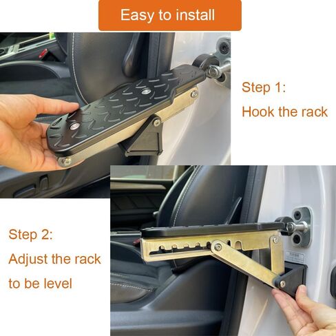 ZipSeven باب السيارة خطوة قابل للتعديل زوايا الباب مزلاج هوك سلم لسيارات الدفع الرباعي حامل سقف حامل دواسة الملحقات للمركبات (أسود) in Kuwait