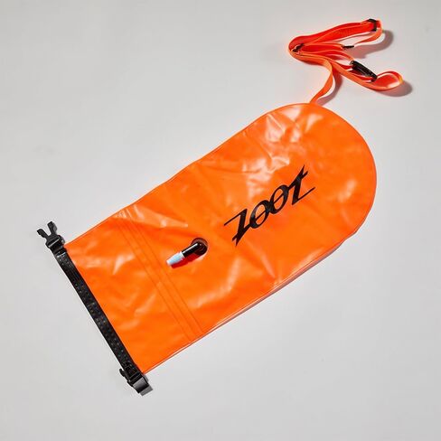 Zoot Ultra Swim Buoy/Dry Bag 15L, Wet Dry Bag for Open Water Swimming Safety with Belt and Leash for Training (Orange, 15L) in Saudi Arabia