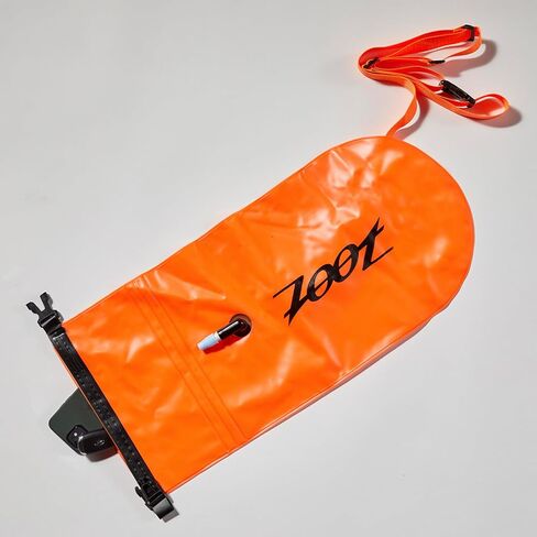 Zoot Ultra Swim Buoy/Dry Bag 15L, Wet Dry Bag for Open Water Swimming Safety with Belt and Leash for Training (Orange, 15L) in Saudi Arabia