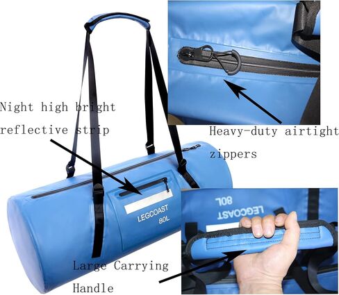 Waterproof Duffel Bag， IPX8 Waterproof Performance Dry Bag， Airtight Zipper Closure， Waterproof bag with diving function，80L large capacity, Large in Saudi Arabia