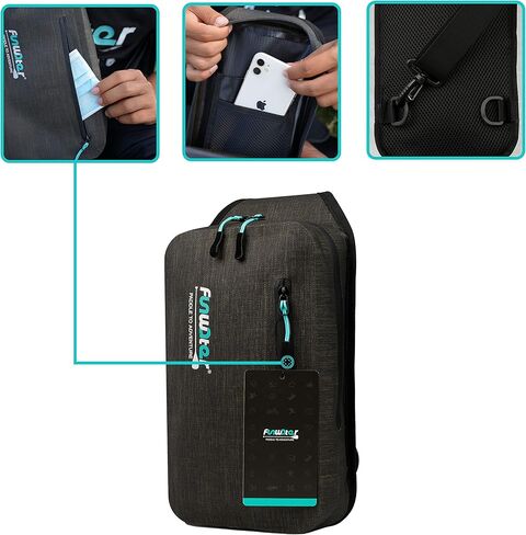 FunWater Waterproof Sling Backpack Crossbody Backpack for Men Women Marine Dry Bag for Travel Kayaking, Surfing, Boating, Hiking Black Color Chest Bag Daypack 3L in Kuwait