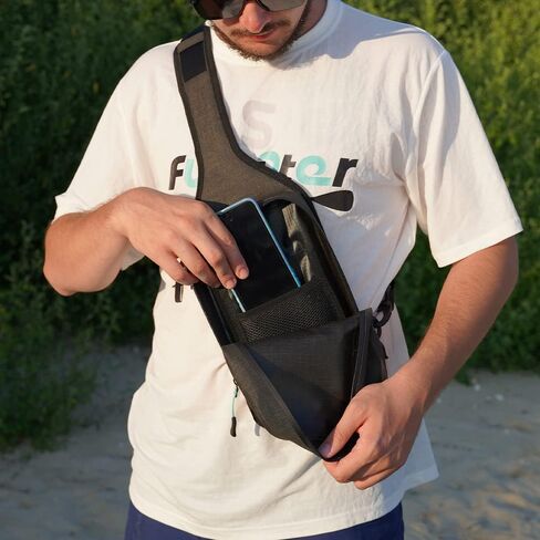 FunWater Waterproof Sling Backpack Crossbody Backpack for Men Women Marine Dry Bag for Travel Kayaking, Surfing, Boating, Hiking Black Color Chest Bag Daypack 3L in Kuwait