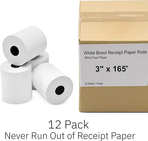 12 علبة لفة مكونة من ورق لف إيصالات Clover White مقاس 3 بوصات × 165 بوصة لطابعة Star SP700 وشريط حبر أسود للطابعة Epson ERC-30/34/38 in Kuwait