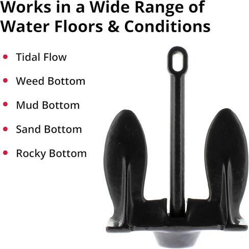 مرساة القارب البحرية من SeaSense - مثالية للقوارب الصغيرة والطوافات وأوعية الصيد وزوارق الكاياك والمزيد، رائعة للقيعان الصخرية أو الرملية أو الموحلة أو الأعشاب - طلاء فينيل أسود، 28 رطلاً، للقوارب من 19 إلى 21 بوصة in Kuwait