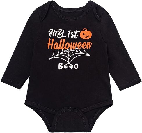 Newborn Baby Girls Clothes My First Halloween Outfit Set Long Sleeve Spider Romper With Headband in Saudi Arabia
